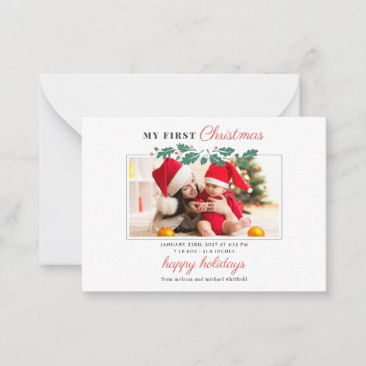 マイ初めてのクリスマスベビーフォトホリデイ ノートカード (正面)