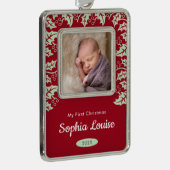 マイ初めてのクリスマスベビーフォトホリー シルバープレートフレームオーナメント (右)