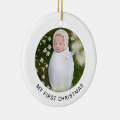 マイ初めてのクリスマスベビーフォトミニマルシンプルリスト セラミックオーナメント (右)