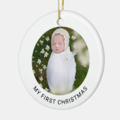 マイ初めてのクリスマスベビーフォトミニマルシンプルリスト セラミックオーナメント (左)