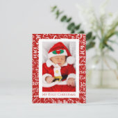 マイ初めてのクリスマスベビーフォトレッドタイポグラフィ シーズンカード (スタンド正面)