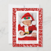 マイ初めてのクリスマスベビーフォトレッドタイポグラフィ シーズンカード (正面)