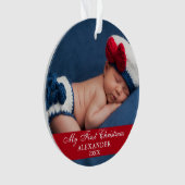マイ初めてのクリスマスベビーフォトレッド オーナメント (正面)