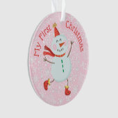 マイ初めてのクリスマスベビーフォト雪だるま雪片 オーナメント (正面)