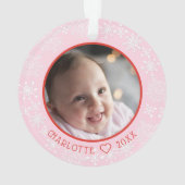 マイ初めてのクリスマスベビーフォト雪だるま雪片 オーナメント (裏面)