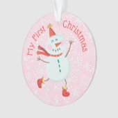 マイ初めてのクリスマスベビーフォト雪だるま雪片 オーナメント (正面)