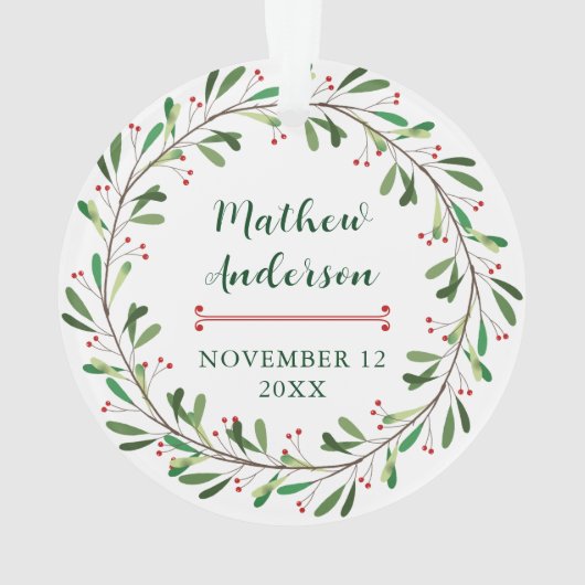 マイ初めてのクリスマスベビー写真フローラ オーナメント (裏面)