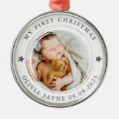マイ初めてのクリスマスベビー写真 メタルオーナメント (正面)