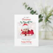 マイ初めてのクリスマスベビー誕生フォトグリーティング インビテーションポストカード (スタンド正面)