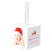 マイ初めてのクリスマスベビー誕生統計の写真 キューブオーナメント (正面アングル)