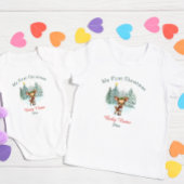 マイ初めてのクリスマスベビー鹿名前をカスタムするキープサケ ベビーTシャツ