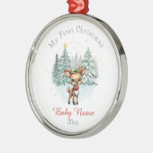 マイ初めてのクリスマスベビー鹿名前をカスタムするキープサケ メタルオーナメント (左)