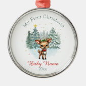 マイ初めてのクリスマスベビー鹿名前をカスタムするキープサケ メタルオーナメント (正面)
