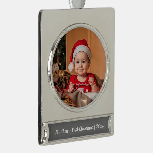 マイ初めてのクリスマスベビー1写真 シルバープレートバナーオーナメント (右)