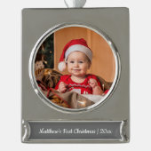 マイ初めてのクリスマスベビー1写真 シルバープレートバナーオーナメント (正面)