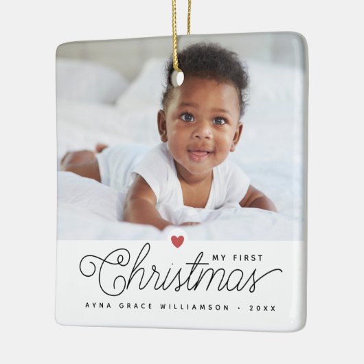 マイ初めてのクリスマスベビー2枚の写真 セラミックオーナメント (左)