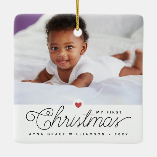 マイ初めてのクリスマスベビー2枚の写真 セラミックオーナメント (裏面)