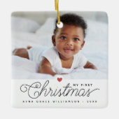 マイ初めてのクリスマスベビー2枚の写真 セラミックオーナメント (正面)