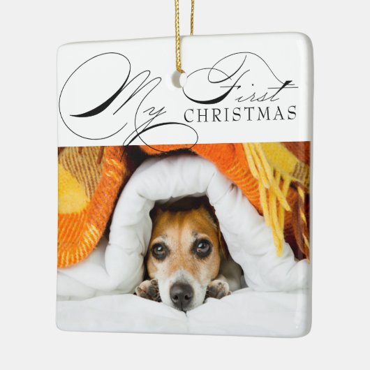 マイ初めてのクリスマスペット写真エレガント書道 セラミックオーナメント (左)