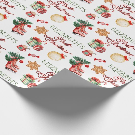 マイ初めてのクリスマスホリデイかわいい ラッピングペーパー (角)