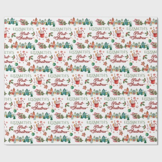 マイ初めてのクリスマスホリデイかわいい ラッピングペーパー (フラット)