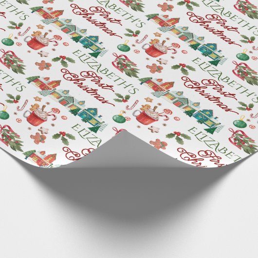 マイ初めてのクリスマスホリデイかわいい ラッピングペーパー (角)