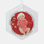 マイ初めてのクリスマスホリデーベビーフォトグラマーン ガラスオーナメント (正面)