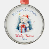 マイ初めてのクリスマスポーラベア名前をカスタムするキープサケ メタルオーナメント (正面)