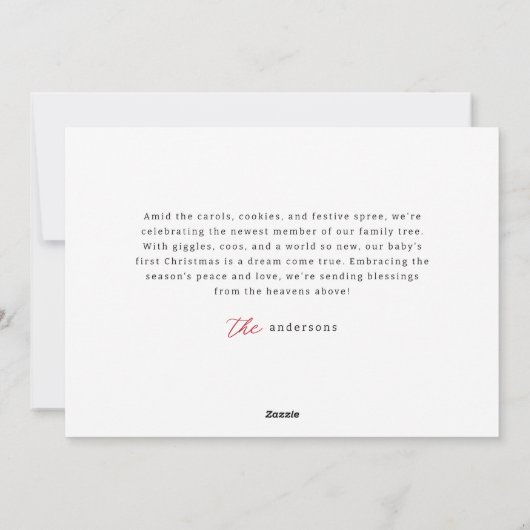 マイ初めてのクリスマスモダンプレイドベビー写真 シーズンカード (裏面)