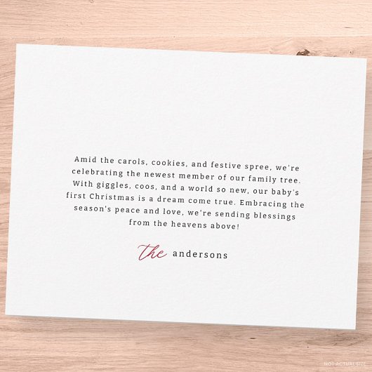 マイ初めてのクリスマスモダンプレイドベビー写真 ノートカード