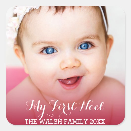 マイ初めてのクリスマスモダンベビー写真 スクエアシール (正面)