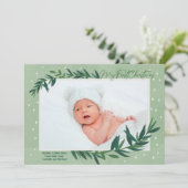 マイ初めてのクリスマスモダン植物性ベビー写真 シーズンカード (スタンド正面)