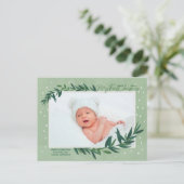 マイ初めてのクリスマスモダン植物性ベビー写真 シーズンポストカード (スタンド正面)