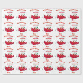 マイ初めてのクリスマスラッピングサンタ飛行機カスタム ラッピングペーパー (フラット)