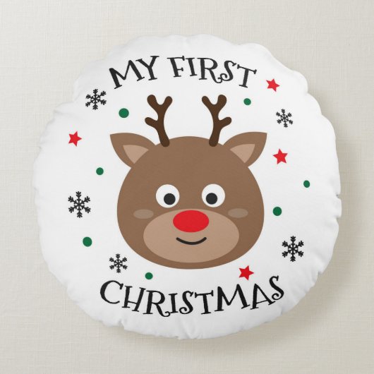 マイ初めてのクリスマスルドルフ ラウンドクッション (正面)