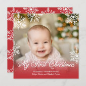 マイ初めてのクリスマスレッドグラディエントスクエアホリデー シーズンカード (正面/裏面)