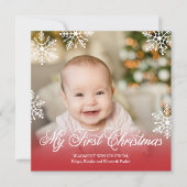 マイ初めてのクリスマスレッドグラディエントスクエアホリデー シーズンカード (正面)