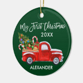 マイ初めてのクリスマスレッドトラックキャンディカネスベビー セラミックオーナメント (左)