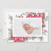 マイ初めてのクリスマスレッドポインセチアベビー写真 シーズンカード (正面)