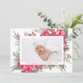 マイ初めてのクリスマスレッドポインセチアベビー写真 シーズンカード (スタンド正面)