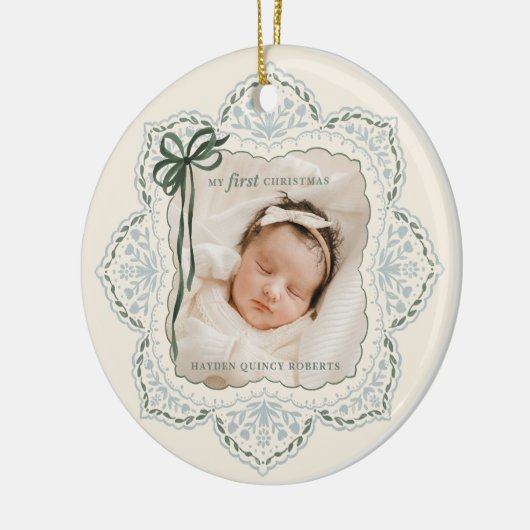 マイ初めてのクリスマスヴィンテージホリデーフォト セラミックオーナメント (左)