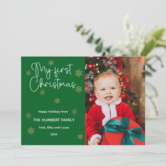 マイ初めてのクリスマス写真ホリデーカード 招待状 (スタンド正面)