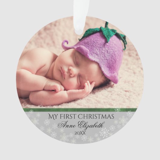 マイ初めてのクリスマス写真 – Snowflakes オーナメント (正面)