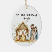 マイ初めてのクリスマス出生ファミパーソナライズされたリ セラミックオーナメント (右)