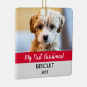 マイ初めてのクリスマス子犬の写真と年休 セラミックオーナメント (右)