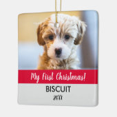 マイ初めてのクリスマス子犬の写真と年休 セラミックオーナメント (左)