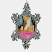 マイ初めてのクリスマス子猫カスタム写真 スノーフレークピューターオーナメント (左)