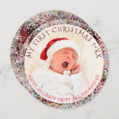 マイ初めてのクリスマス年写真循環グリッター シーズンカード (正面/裏面)