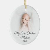 マイ初めてのクリスマス引用文モノグラムベビー写真 セラミックオーナメント (右)