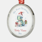 マイ初めてのクリスマス恐竜名前をカスタムする記念品 メタルオーナメント (左)